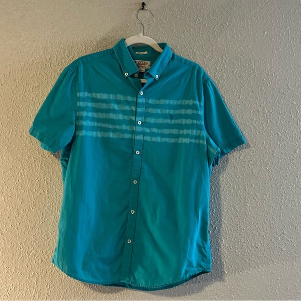 Teal Wave Original Penguin Button Down Shirt Size L Great‎ for Summer!